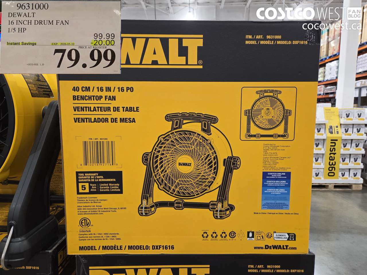 9631000 DEWALT 16 INCH DRUM FAN 1/5 HP ($20.00 INSTANT SAVINGS EXPIRES ON 2026-05-10) $79.99