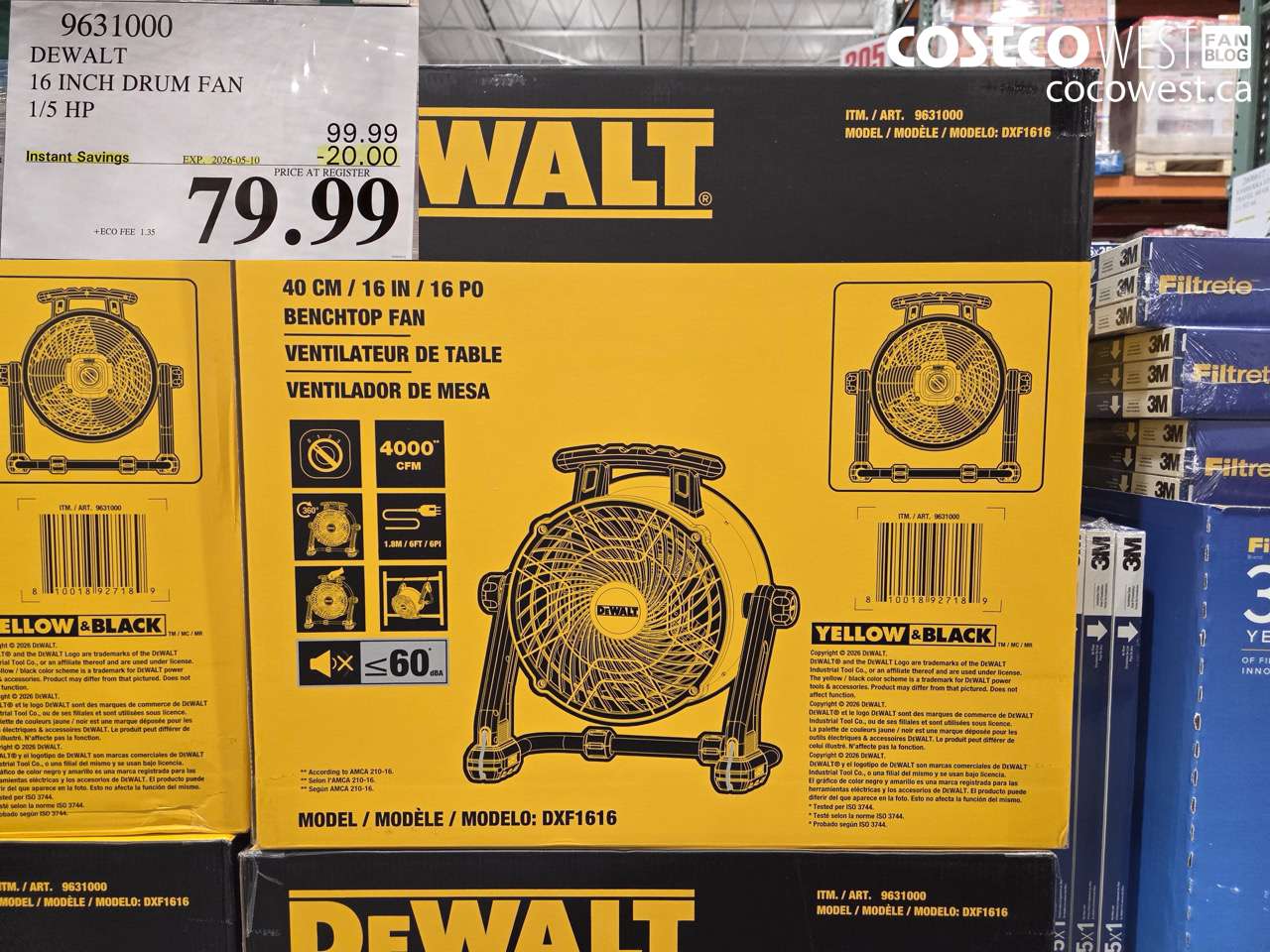 9631000 DEWALT 16 INCH DRUM FAN 1/5 HP ($20.00 INSTANT SAVINGS EXPIRES ON 2026-05-10) $79.99