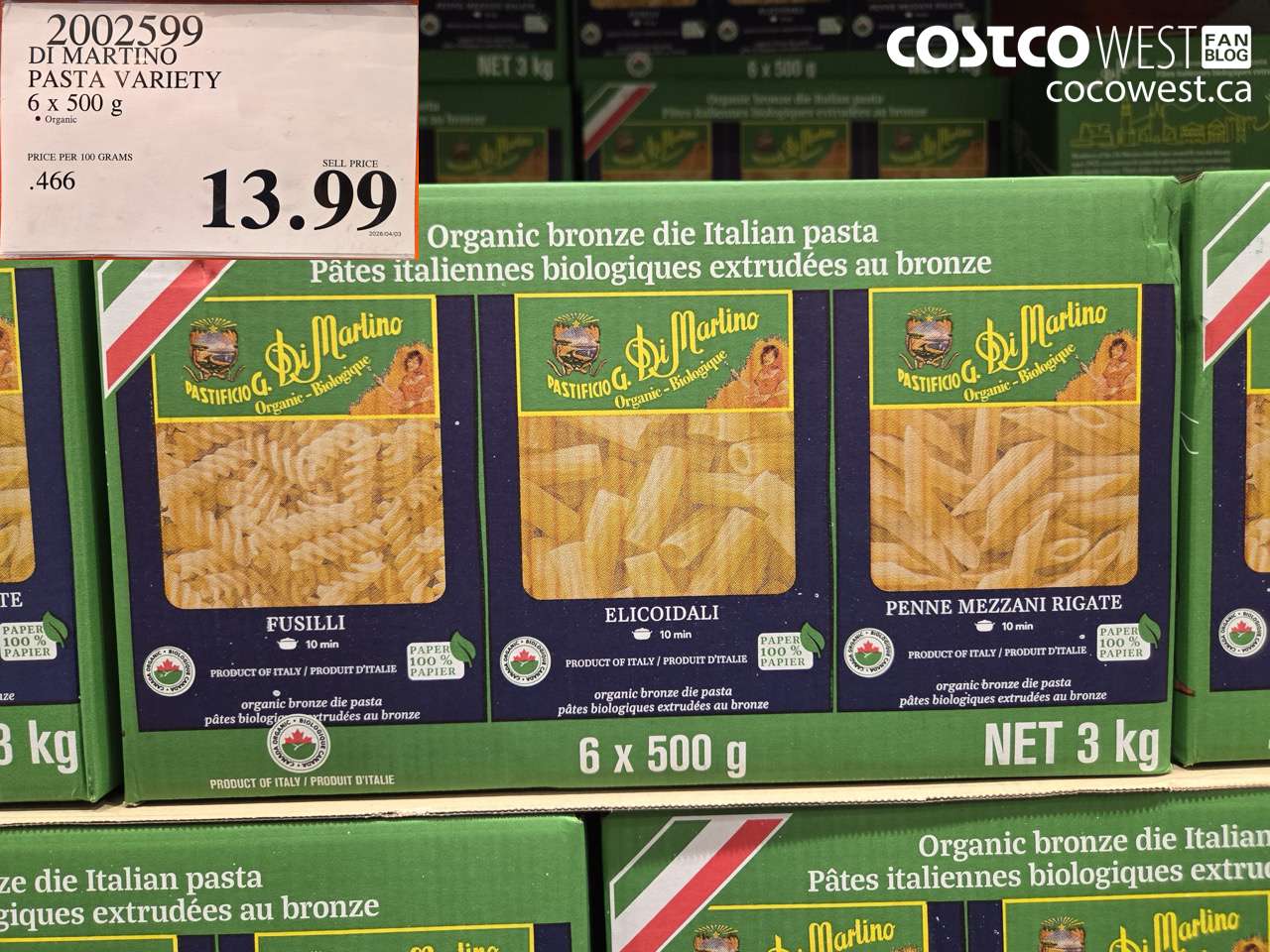 2002599 DI MARTINO PASTA VARIETY 6 X 500 G $13.99