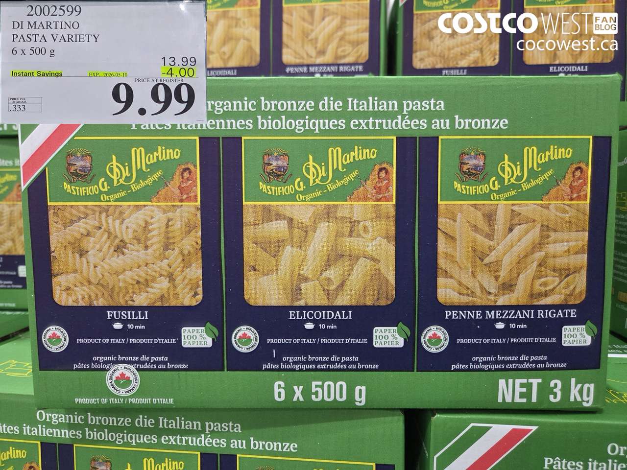 2002599 DI MARTINO PASTA VARIETY 6 X 500 G ($4.00 INSTANT SAVINGS EXPIRES ON 2026-05-10) $9.99
