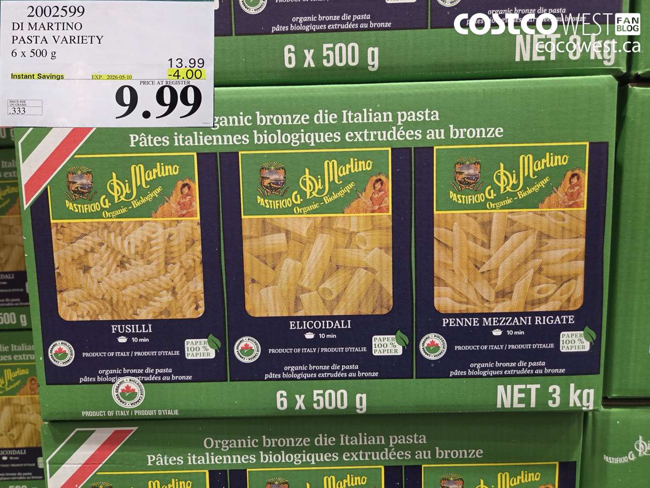 2002599 DI MARTINO PASTA VARIETY 6 X 500 G ($4.00 INSTANT SAVINGS EXPIRES ON 2026-05-10) $9.99
