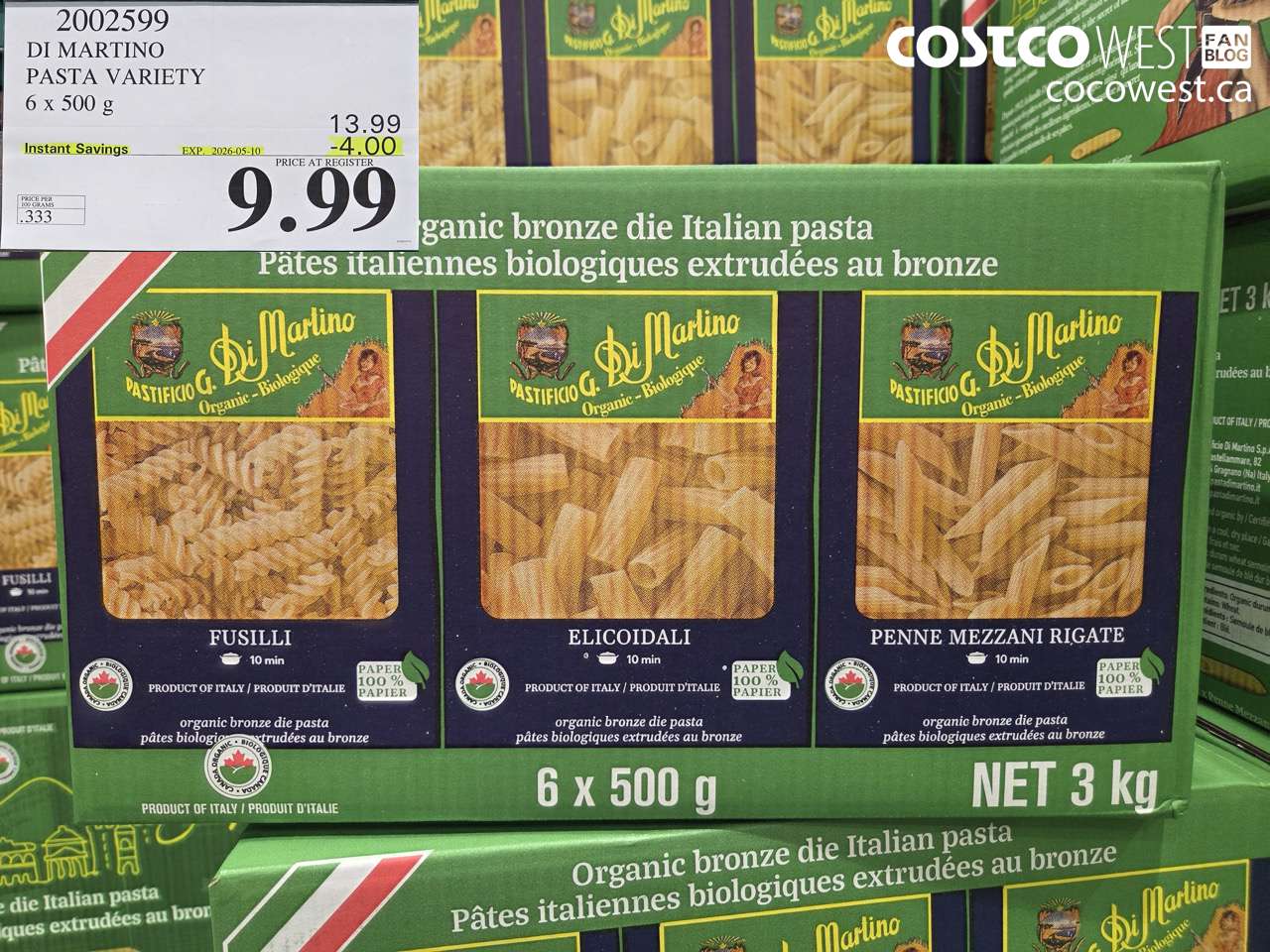 2002599 DI MARTINO PASTA VARIETY 6 X 500 G ($4.00 INSTANT SAVINGS EXPIRES ON 2026-05-10) $9.99