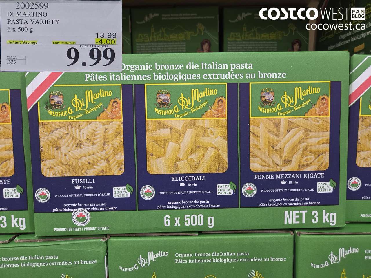 2002599 DI MARTINO PASTA VARIETY 6 X 500 G ($4.00 INSTANT SAVINGS EXPIRES ON 2026-05-10) $9.99