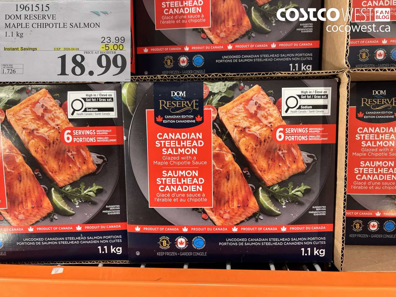 1961515 DOM RESERVE MAPLE CHIPOTLE SALMON 1.1KG ($5.00 INSTANT SAVINGS EXPIRES ON 2026-04-04) $18.99