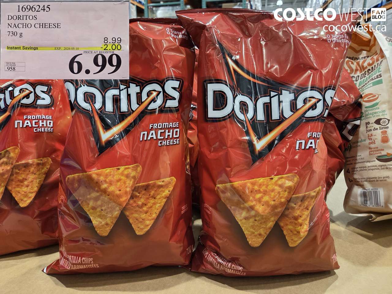 1696245 DORITOS NACHO CHEESE 730 G ($2.00 INSTANT SAVINGS EXPIRES ON 2026-05-10) $6.99