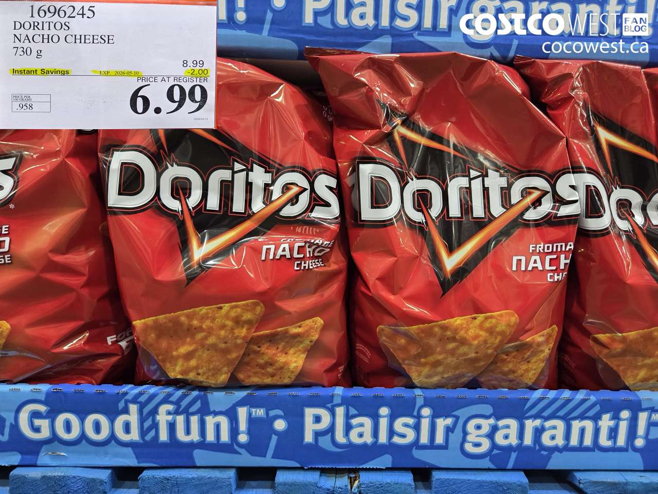 1696245 DORITOS NACHO CHEESE 730 G ($2.00 INSTANT SAVINGS EXPIRES ON 2026-05-10) $6.99