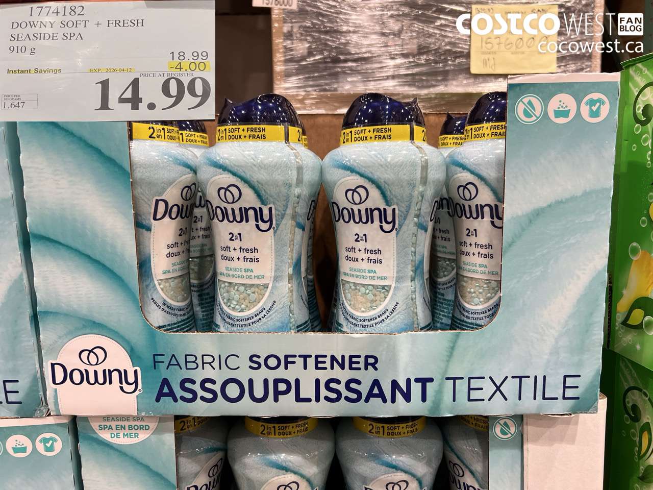 1774182 DOWNY SOFT + FRESH SEASIDE SPA 910 G ($4.00 INSTANT SAVINGS EXPIRES ON 2026-04-12) $14.99