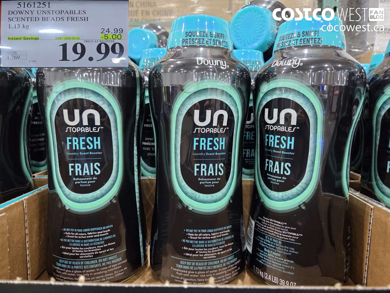 5161251 DOWNY UNSTOPPABLES SCENTED BEADS FRESH 1.13 KG ($5.00 INSTANT SAVINGS EXPIRES ON 2026-05-10) $19.99