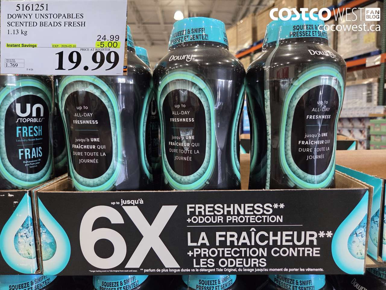 5161251 DOWNY UNSTOPPABLES SCENTED BEADS FRESH 1.13 KG ($5.00 INSTANT SAVINGS EXPIRES ON 2026-05-10) $19.99