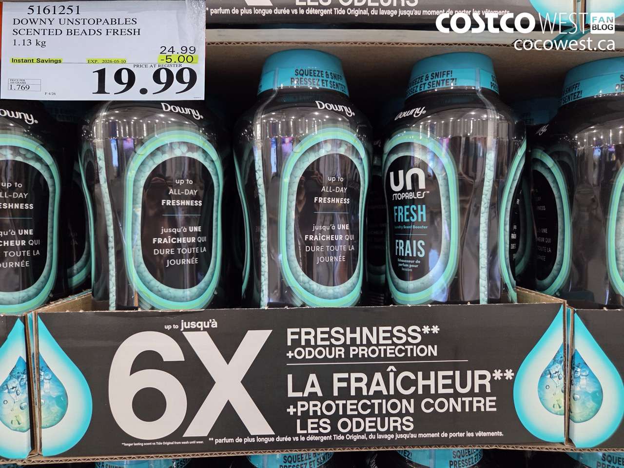 5161251 DOWNY UNSTOPPABLES SCENTED BEADS FRESH 1.13 KG ($5.00 INSTANT SAVINGS EXPIRES ON 2026-05-10) $19.99