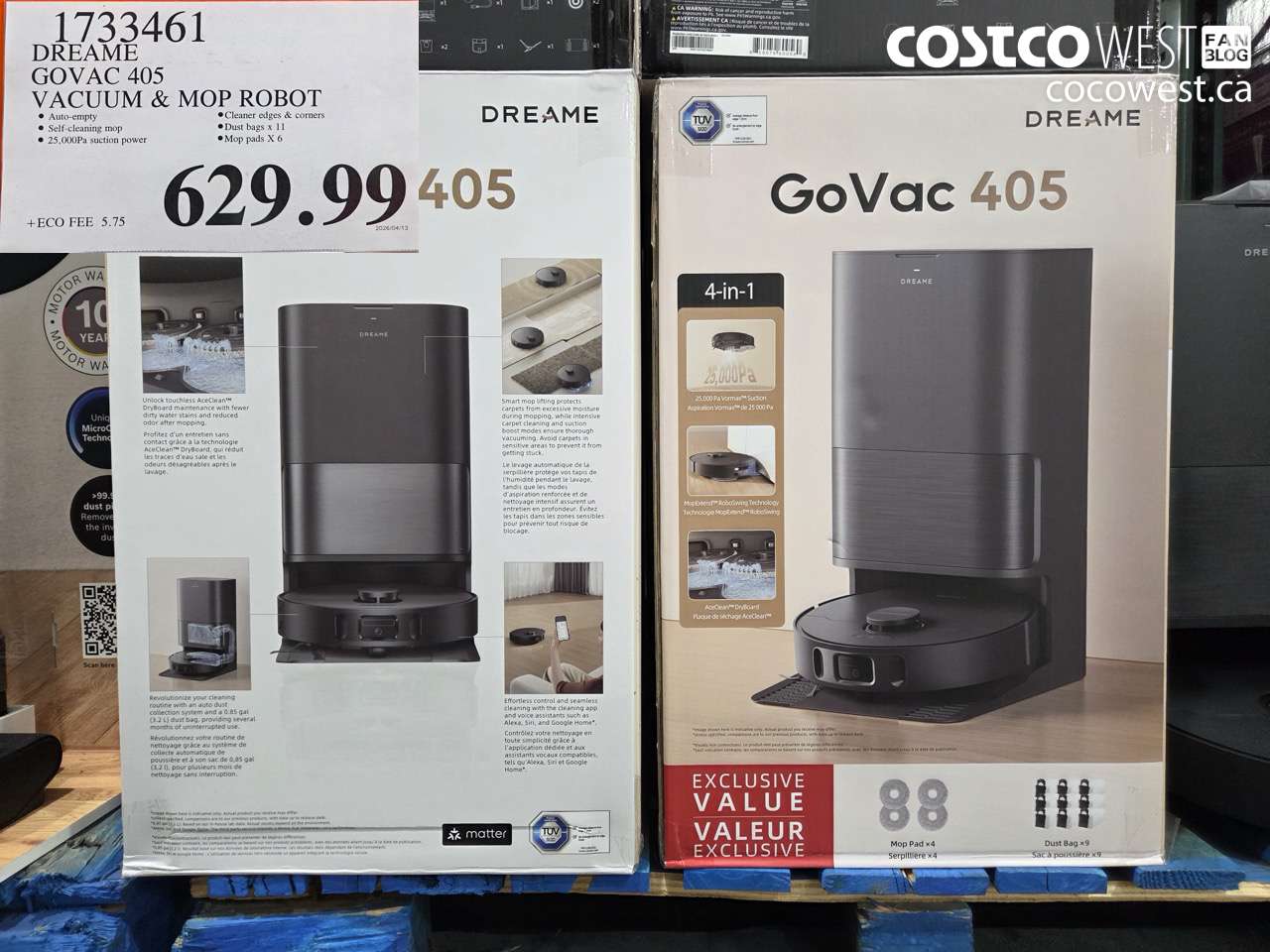 1733461 DREAME GOVAC 405 VACUUM & MOP ROBOT $629.99