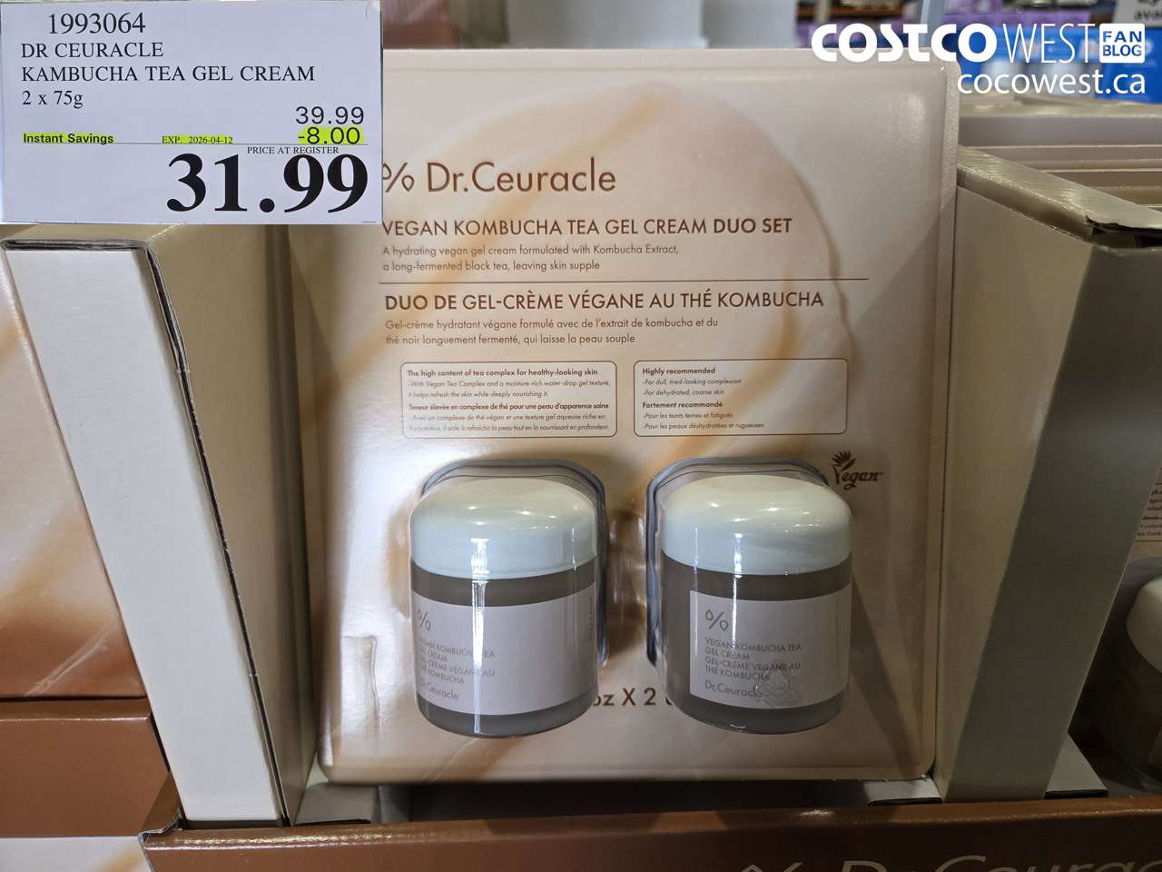 1993064 DR CEURACLE KAMBUCHA TEA GEL CREAM 2 x 75G ($8.00 INSTANT SAVINGS EXPIRES ON 2026-04-12) $31.99