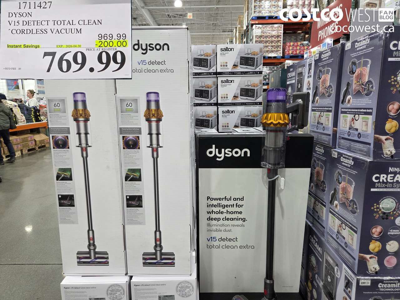1711427 DYSON V15 DETECT TOTAL CLEAN CORDLESS VACUUM ($200.00 INSTANT SAVINGS EXPIRES ON 2026-04-30) $769.99