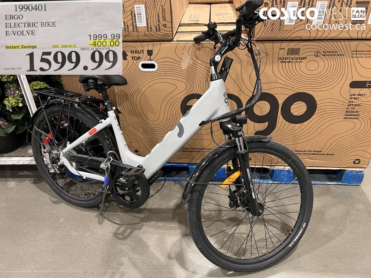 1990401 EBGO ELECTRIC BIKE E-VOLVE ($400.00 INSTANT SAVINGS EXPIRES ON 2026-04-12) $1599.99