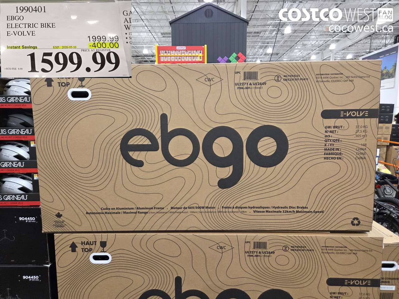 1990401 EBGO ELECTRIC BIKE E-VOLVE ($400.00 INSTANT SAVINGS EXPIRES ON 2026-05-10) $1599.99