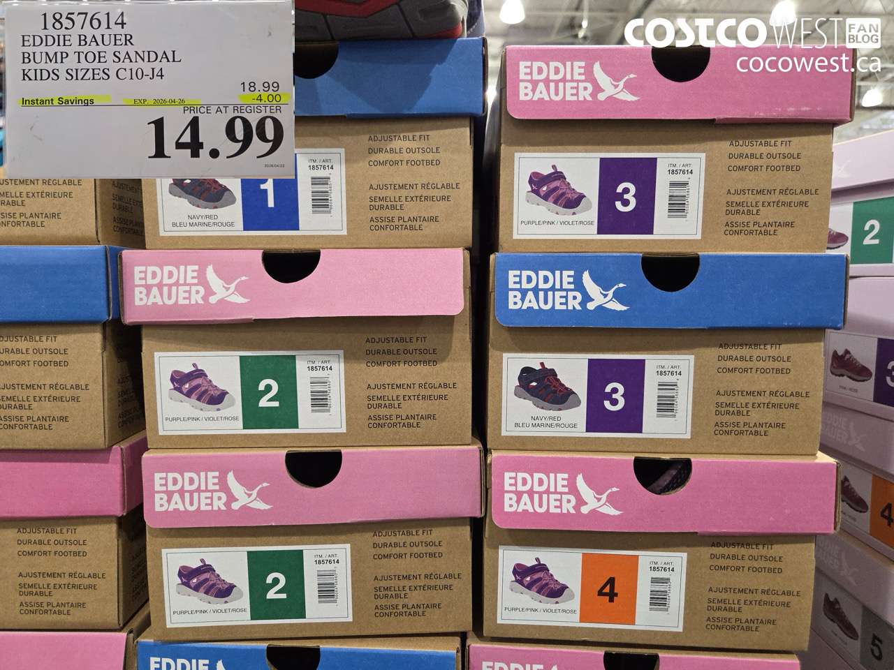 1857614 EDDIE BAUER BUMP TOE SANDAL KIDS SIZES C10-J4 ($4.00 INSTANT SAVINGS EXPIRES ON 2026-04-26) $14.99