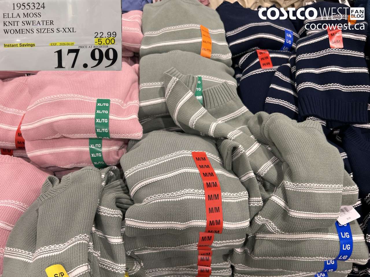 1955324 ELLA MOSS KNIT SWEATER WOMENS SIZES S-XXL ($5.00 INSTANT SAVINGS EXPIRES ON 2026-04-05) $17.99