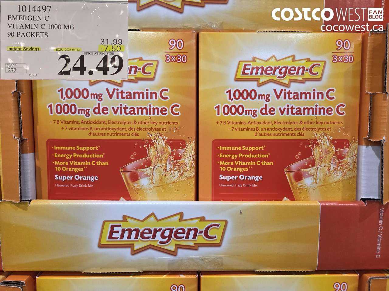 1014497 EMERGEN-C VITAMIN C 1000 MG 90 PACKETS ($7.50 INSTANT SAVINGS EXPIRES ON 2026-04-12) $24.49