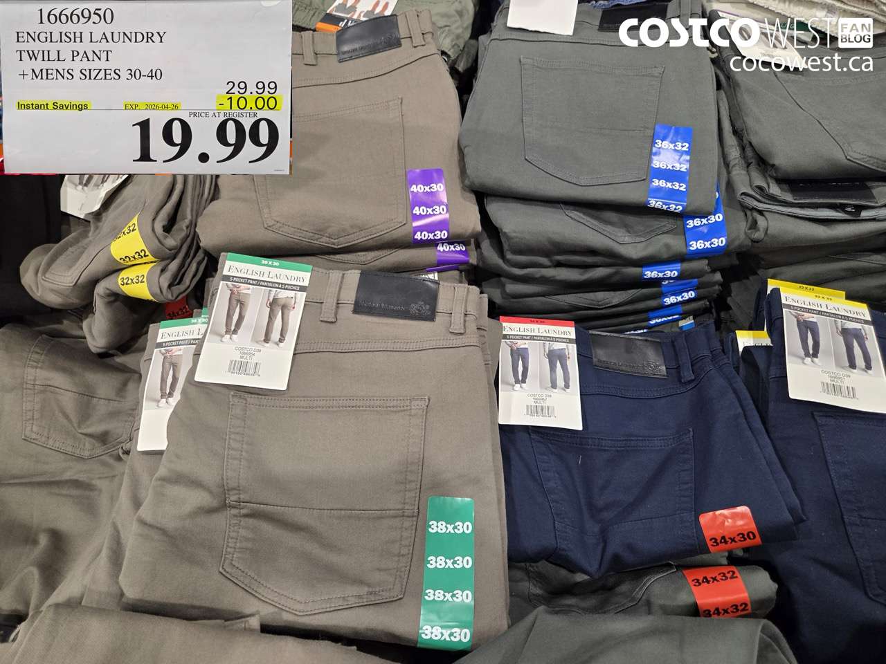 1666950 ENGLISH LAUNDRY TWILL PANT +MENS SIZES 30-40 ($10.00 INSTANT SAVINGS EXPIRES ON 2026-04-26) $19.99