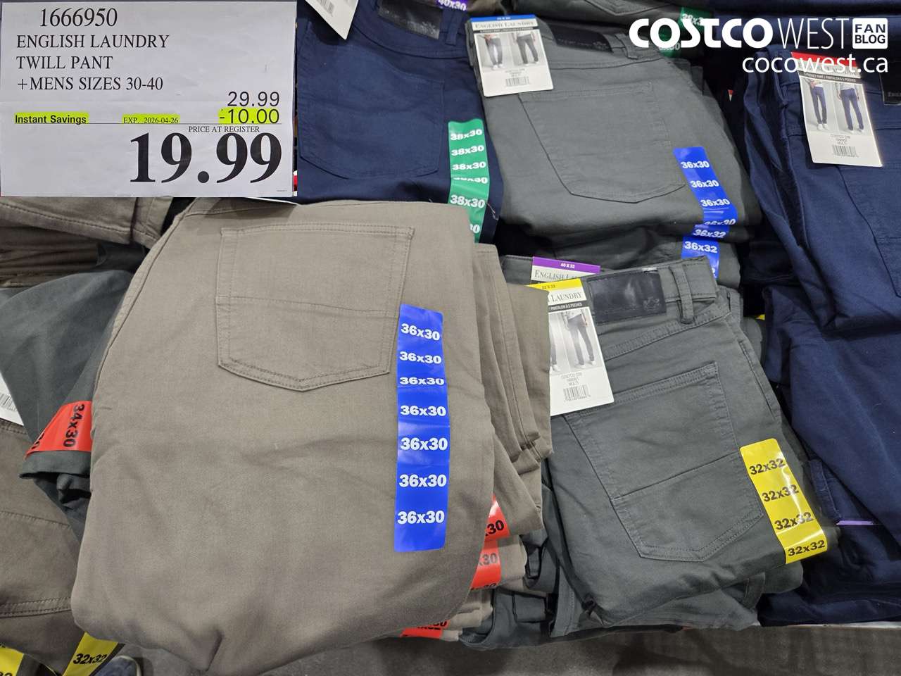 1666950 ENGLISH LAUNDRY TWILL PANT + MENS SIZES 30-40 ($10.00 INSTANT SAVINGS EXPIRES ON 2026-04-26) $19.99