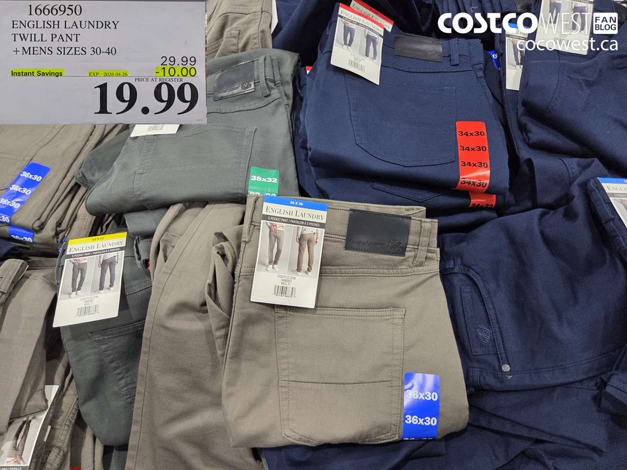 1666950 ENGLISH LAUNDRY TWILL PANT + MENS SIZES 30-40 ($10.00 INSTANT SAVINGS EXPIRES ON 2026-04-26) $19.99