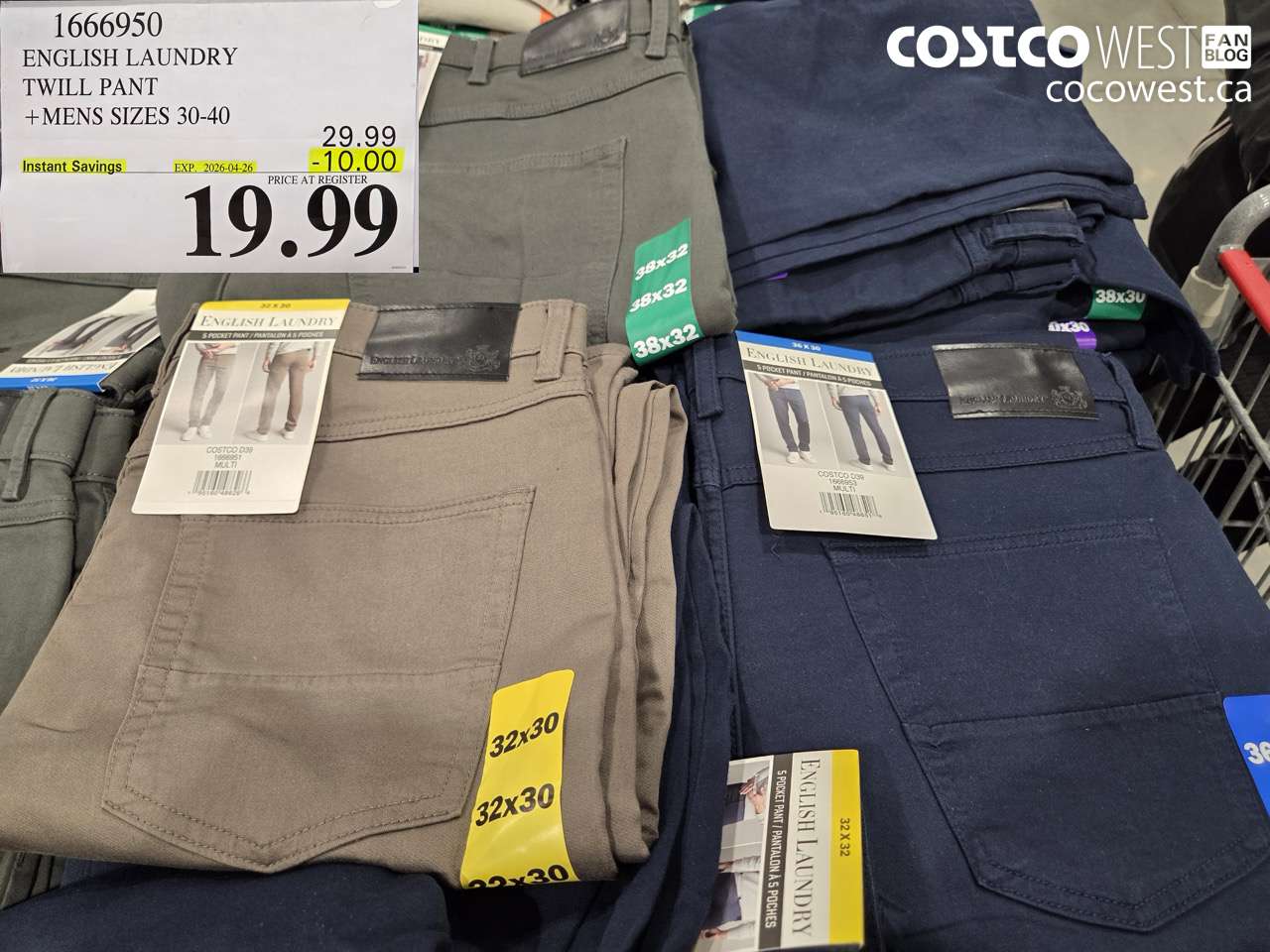 1666950 ENGLISH LAUNDRY TWILL PANT + MENS SIZES 30-40 ($10.00 INSTANT SAVINGS EXPIRES ON 2026-04-26) $19.99