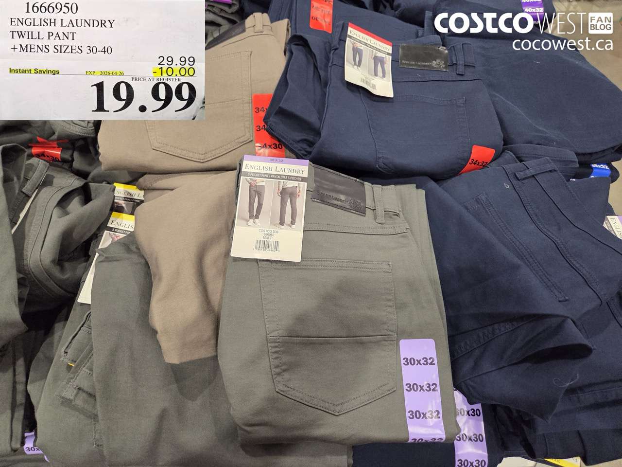 1666950 ENGLISH LAUNDRY TWILL PANT + MENS SIZES 30-40 ($10.00 INSTANT SAVINGS EXPIRES ON 2026-04-26) $19.99