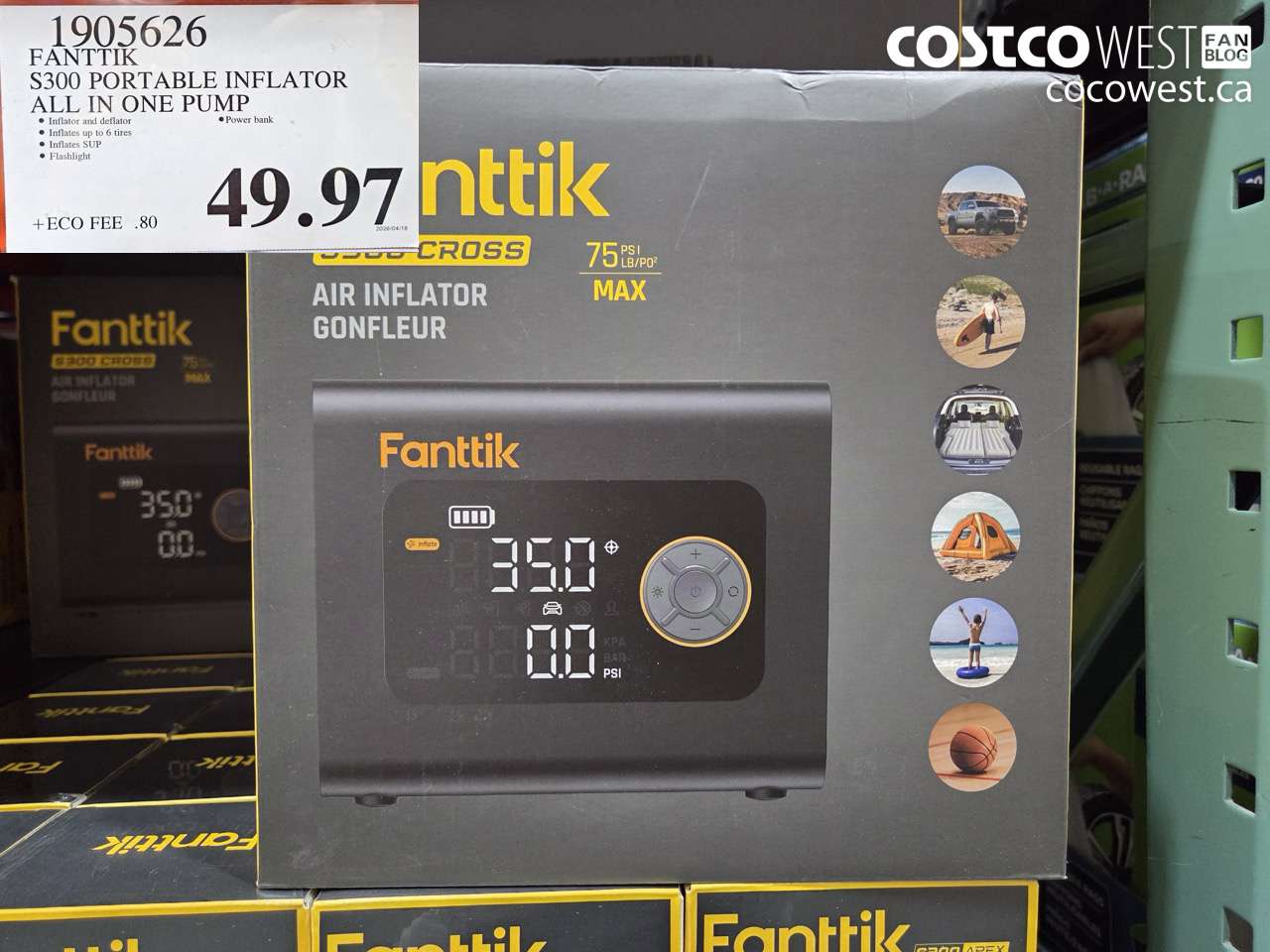 1905026 FANTIK S300 PORTABLE INFLATOR ALL IN ONE PUMP $49.97