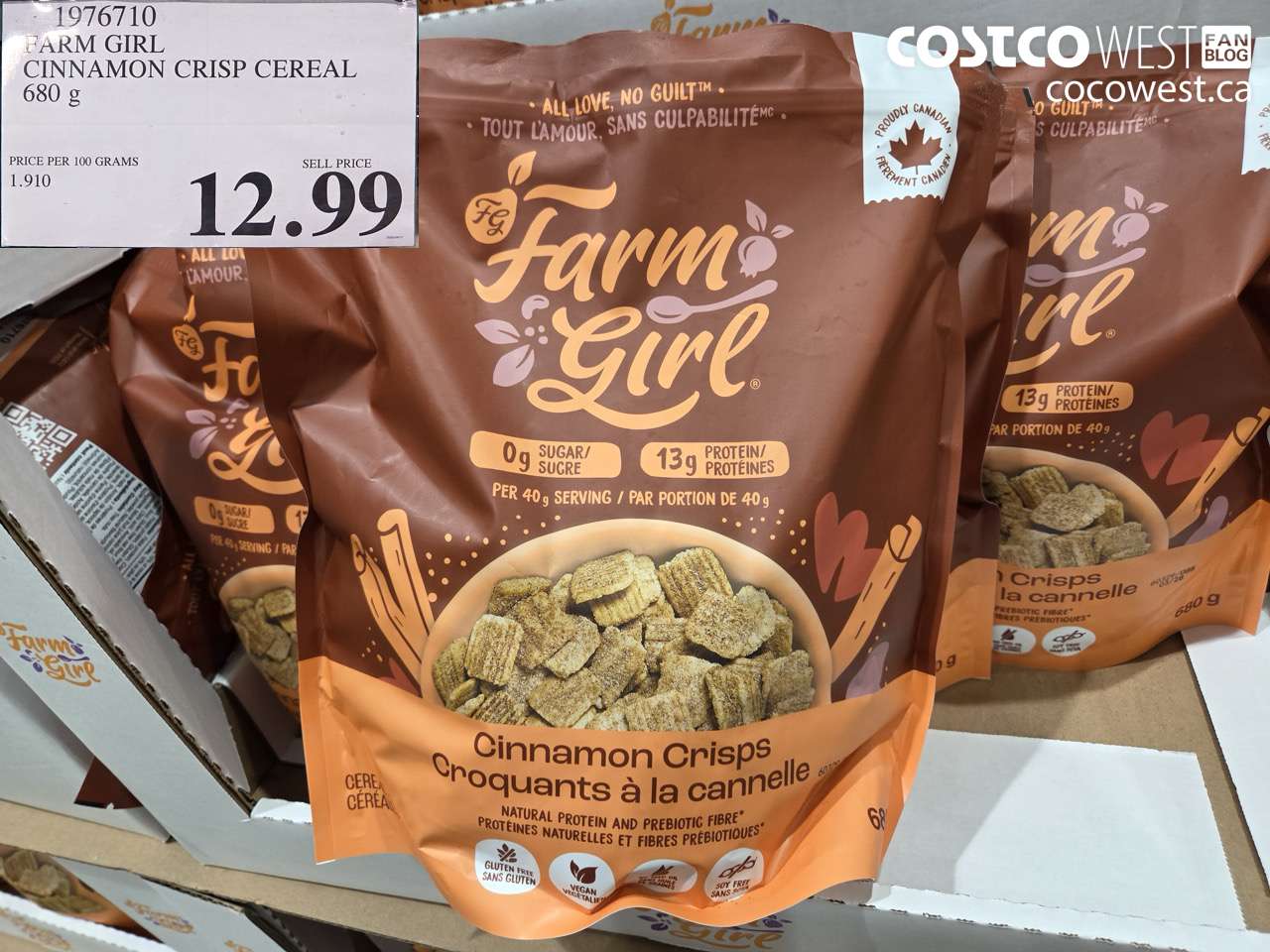 19767110 FARM GIRL CINNAMON CRISP CEREAL 680 G $12.99