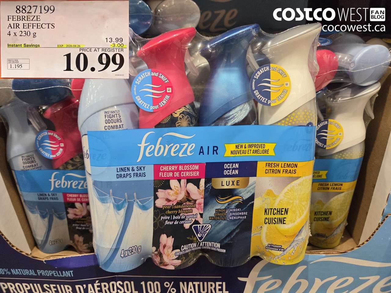 8827199 FEBREZE AIR EFFECTS 4 X 230G ($3.00 INSTANT SAVINGS EXPIRES ON 2026-04-26) $10.99