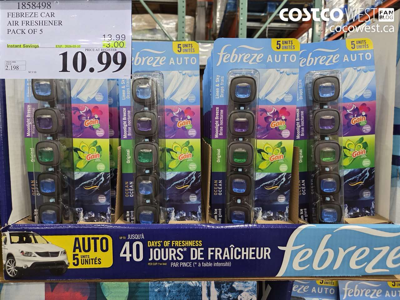 1858498 FEBREZE CAR AIR FRESHENER PACK OF 5 ($3.00 INSTANT SAVINGS EXPIRES ON 2026-05-10) $10.99