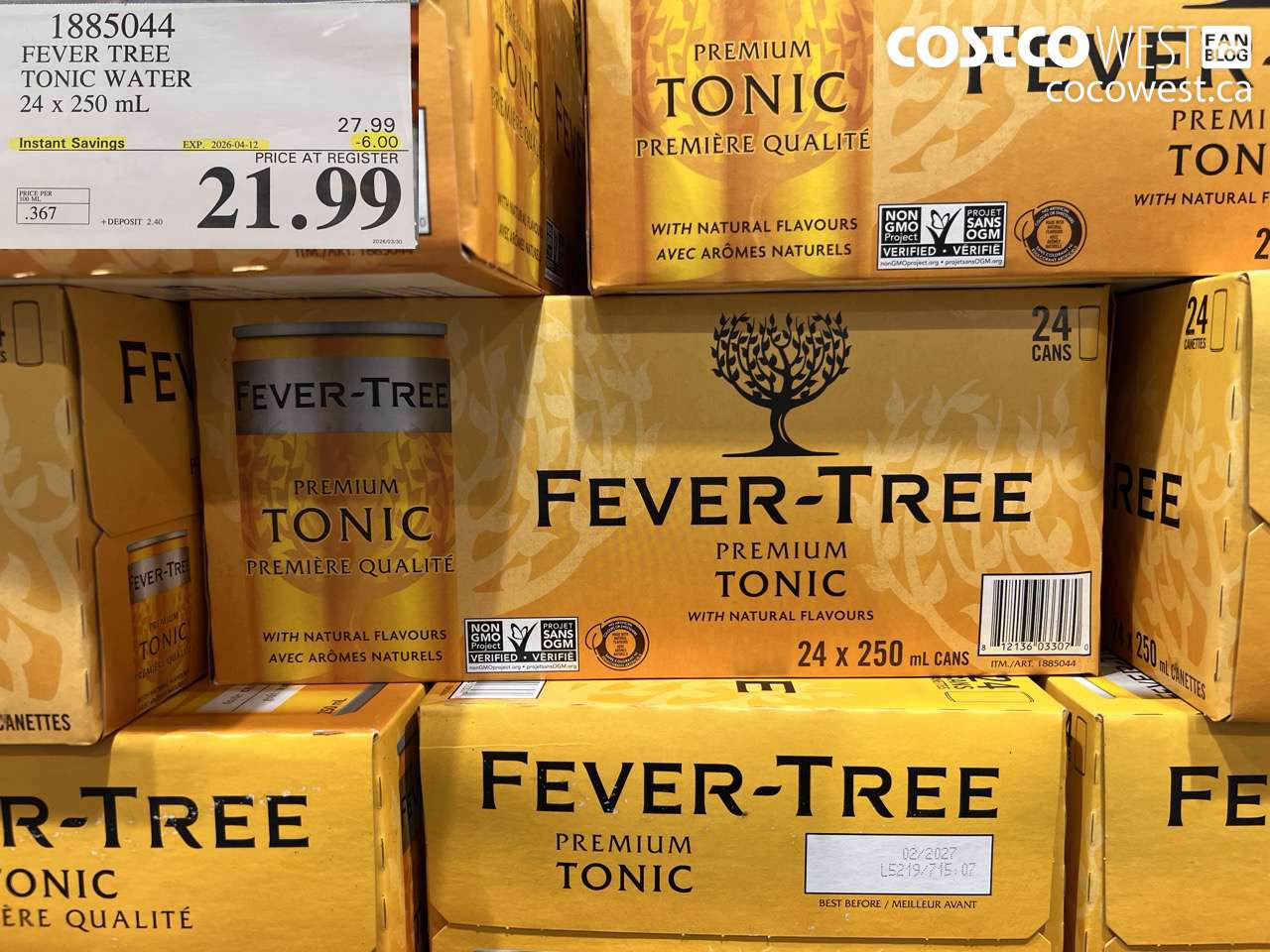 1885044 FEVER TREE TONIC WATER 24 X 250 ML ($6.00 INSTANT SAVINGS EXPIRES ON 2026-04-12) $21.99