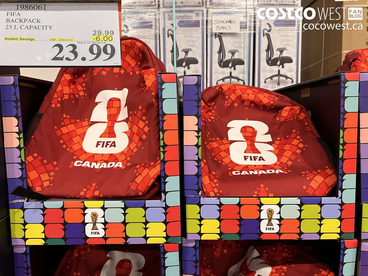 1986061 FIFA BACKPACK 23 L CAPACITY ($6.00 INSTANT SAVINGS EXPIRES ON 2026-04-12) $23.99