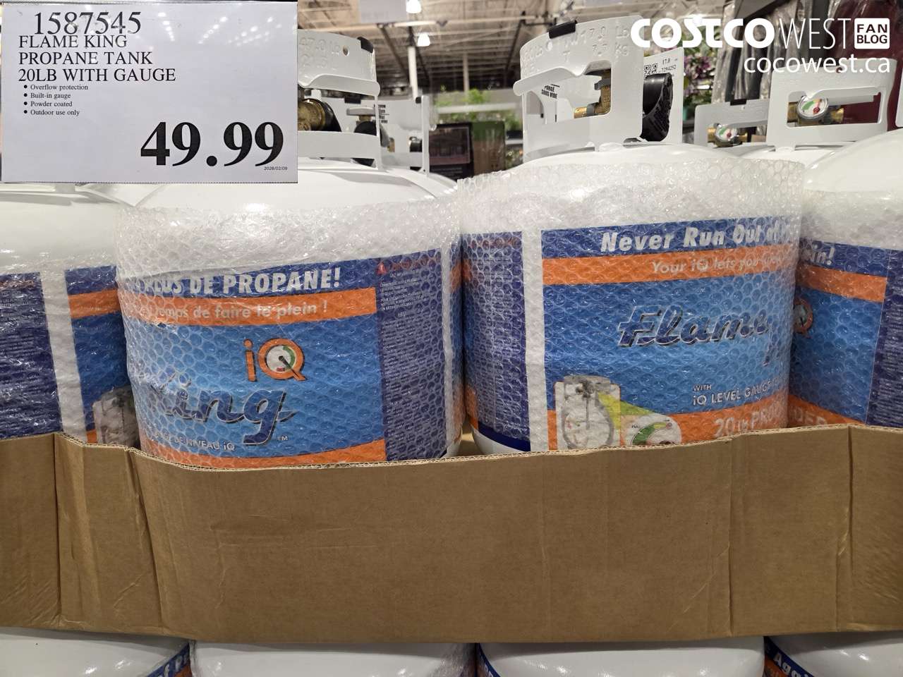 1587545 FLAME KING PROPANE TANK 20LB WITH GAUGE $49.99