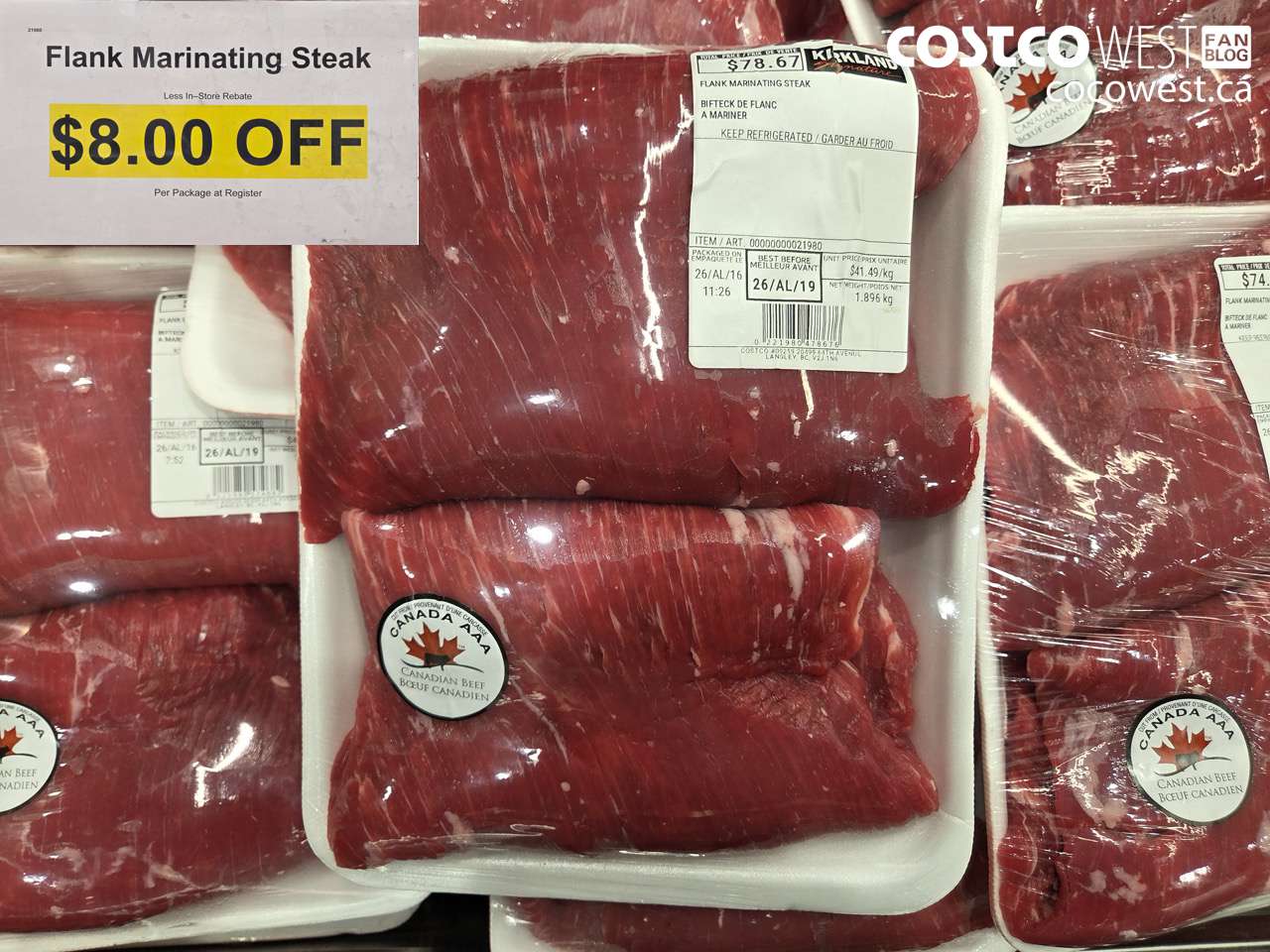 21980 FLANK MARINATING STEAK ($8.00 INSTANT SAVINGS)