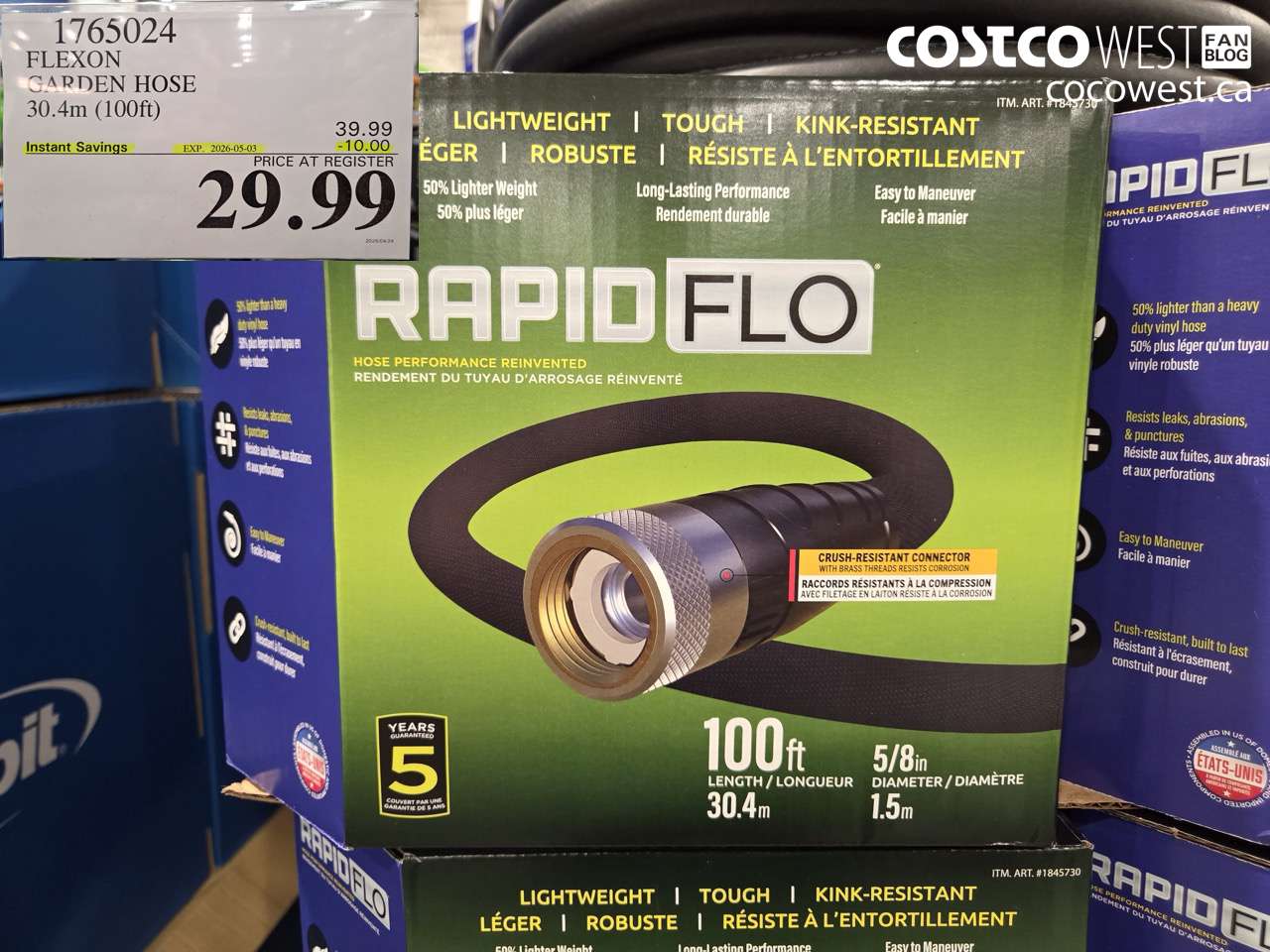 1765024 FLEXON GARDEN HOSE 30.4M (100FT) ($10.00 INSTANT SAVINGS EXPIRES ON 2026-05-03) $29.99