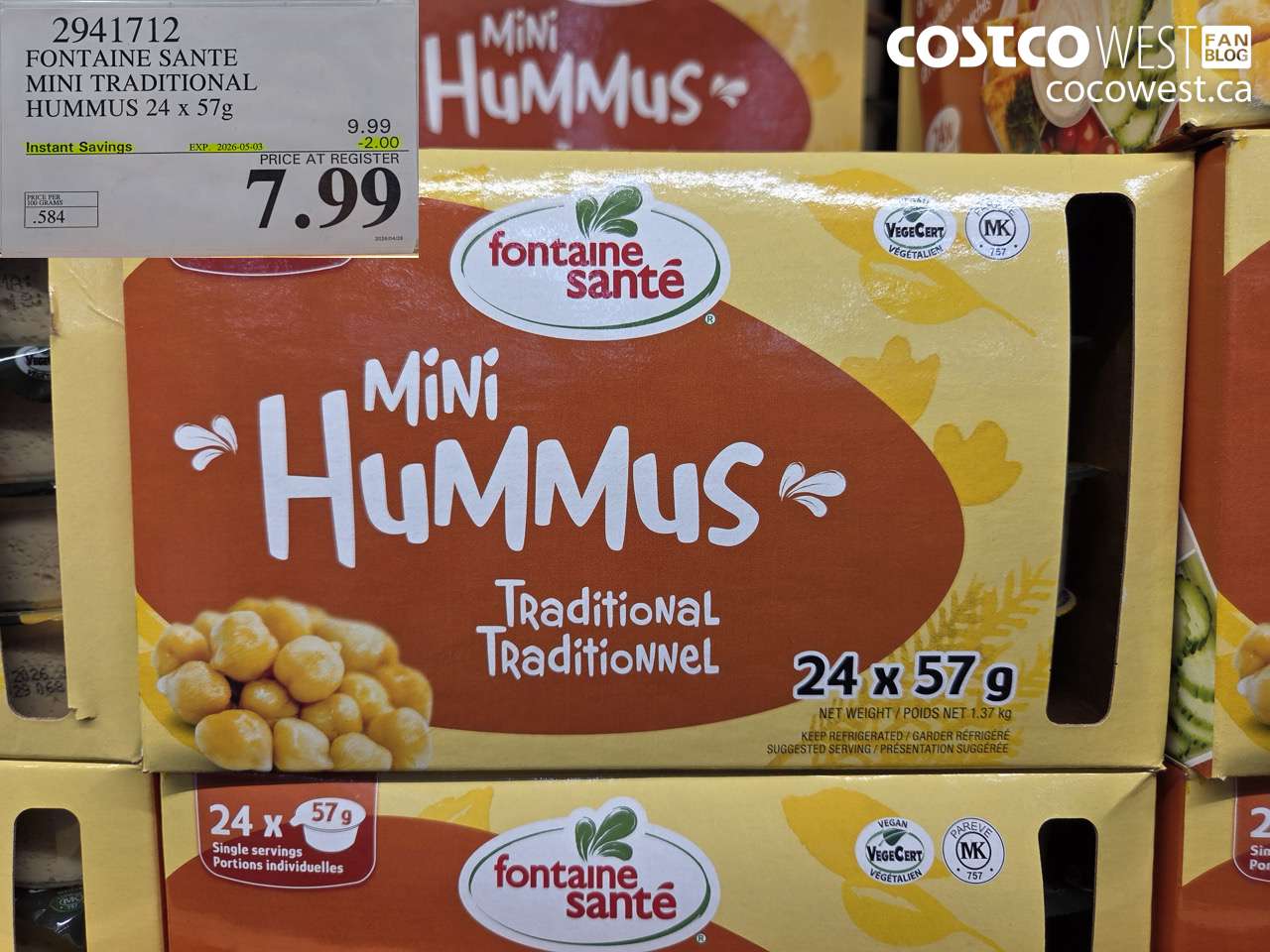 29417112 FONTAINE SANTE MINI TRADITIONAL HUMMUS 24 X 57G ($2.00 INSTANT SAVINGS EXPIRES ON 2026-05-03) $7.99