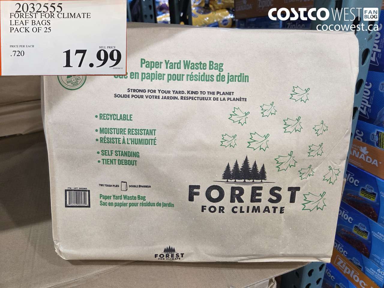 2032555 FOREST FOR CLIMATE LEAF BAGS PACK OF 25 $17.99