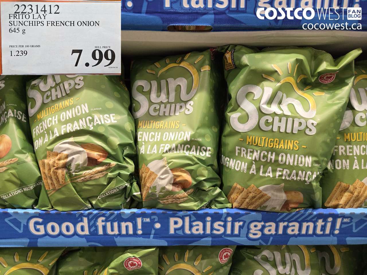 22314112 FRITO LAY SUNCHIPS FRENCH ONION 645 G $7.99