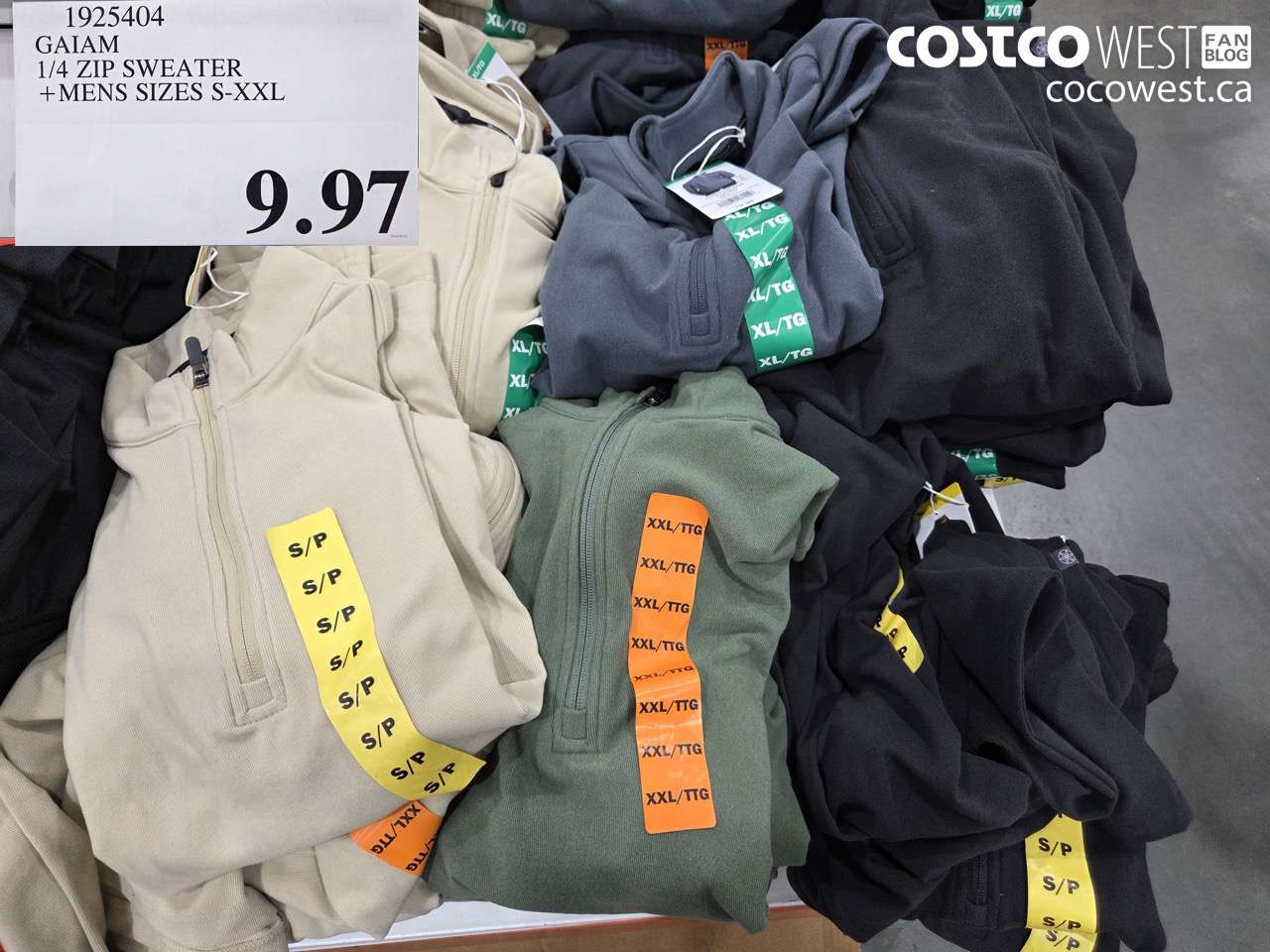 1925404 GAIAM 1/4 ZIP SWEATER + MENS SIZES S-XXL $9.97