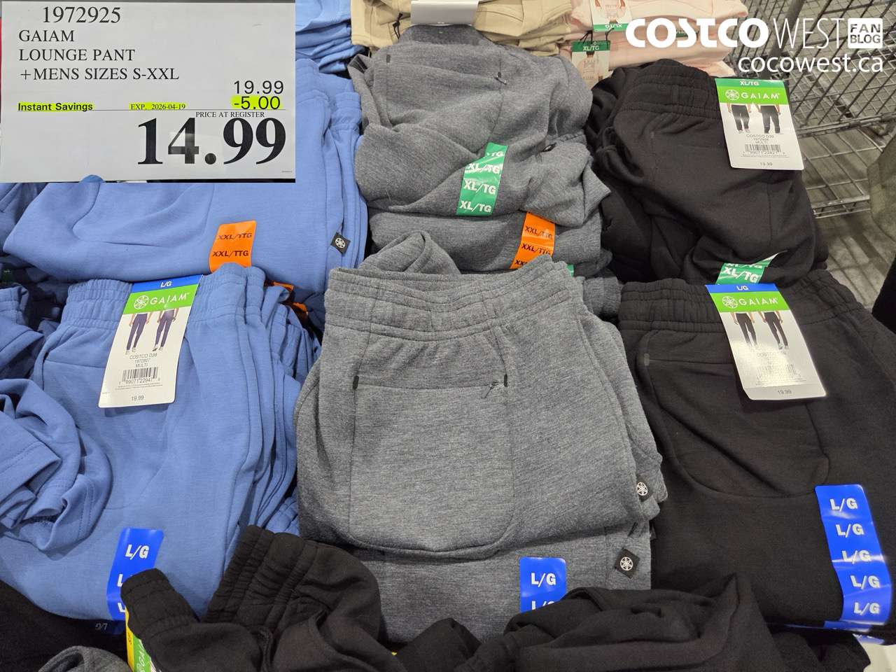 1972925 GAIAM LOUNGE PANT + MENS SIZES S-XXL ($5.00 INSTANT SAVINGS EXPIRES ON 2026-04-19) $14.99