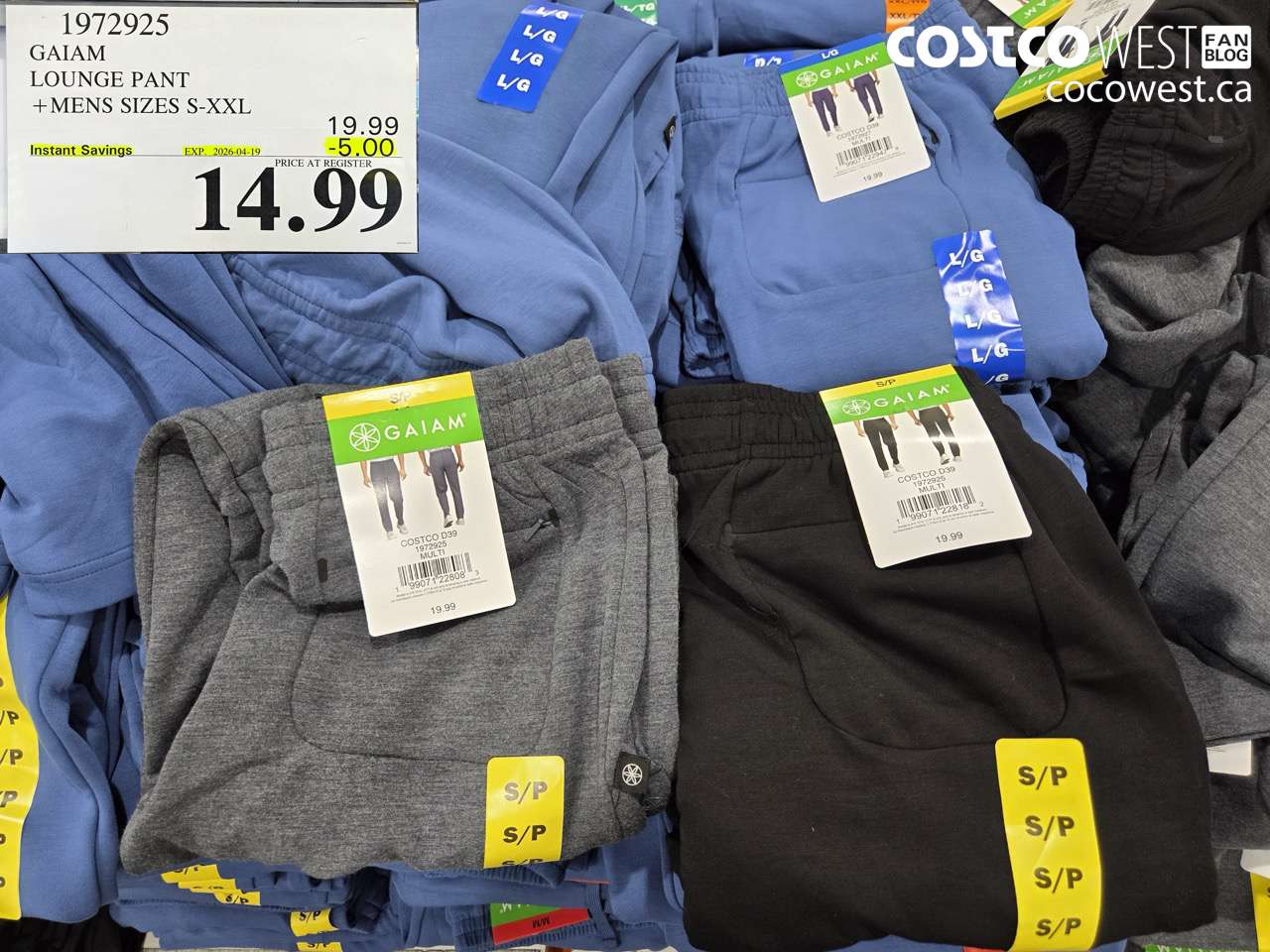 1972925 GAIAM LOUNGE PANT + MENS SIZES S-XXL ($5.00 INSTANT SAVINGS EXPIRES ON 2026-04-19) $14.99