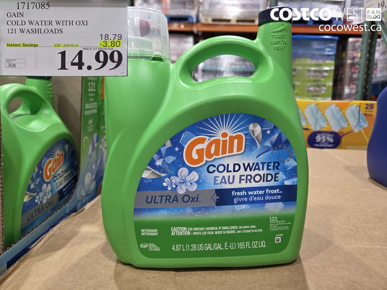 1717085 GAIN COLD WATER WITH OXI 121 WASHLOADS ($3.80 INSTANT SAVINGS EXPIRES ON 2026-05-10) $14.99