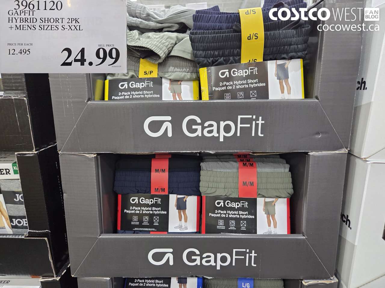 3961120 GAPFIT HYBRID SHORT 2PK + MENS SIZES S-XXL $24.99