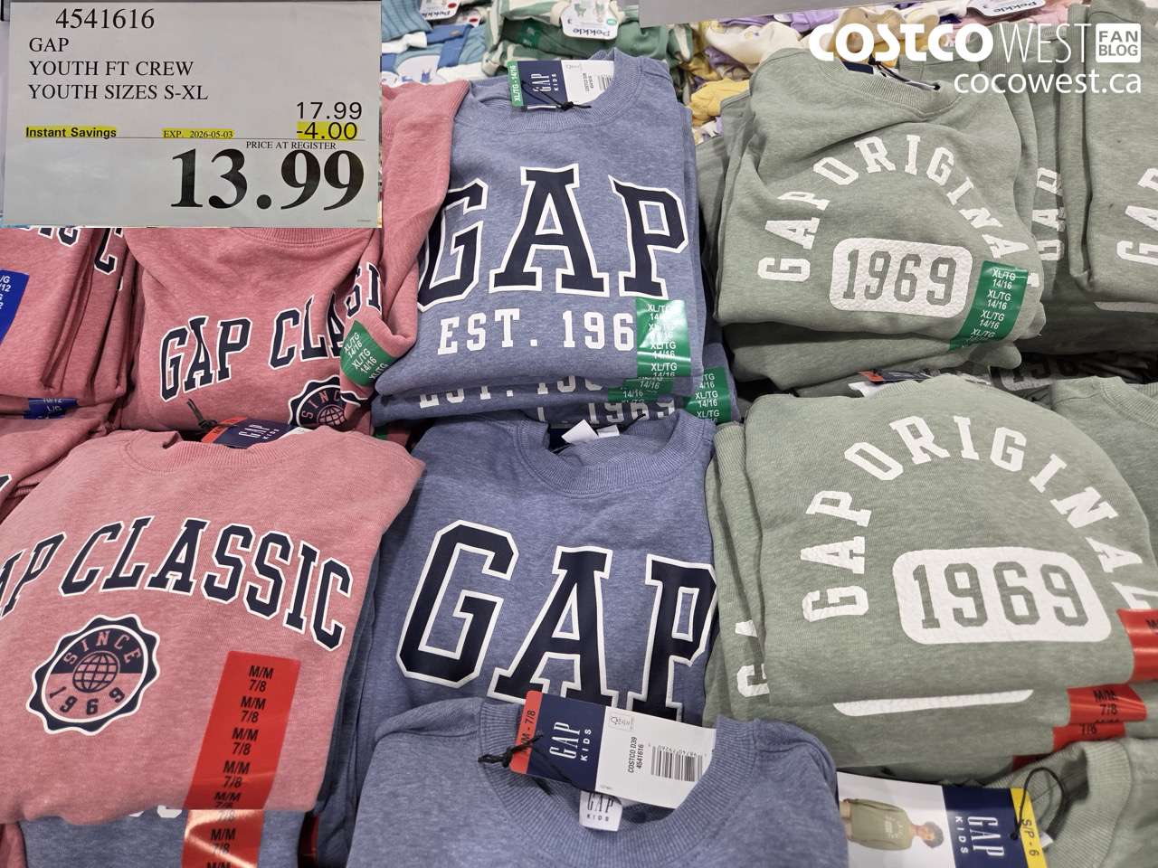 4541616 GAP YOUTH FT CREW YOUTH SIZES S-XL ($4.00 INSTANT SAVINGS EXPIRES ON 2026-05-03) $13.99