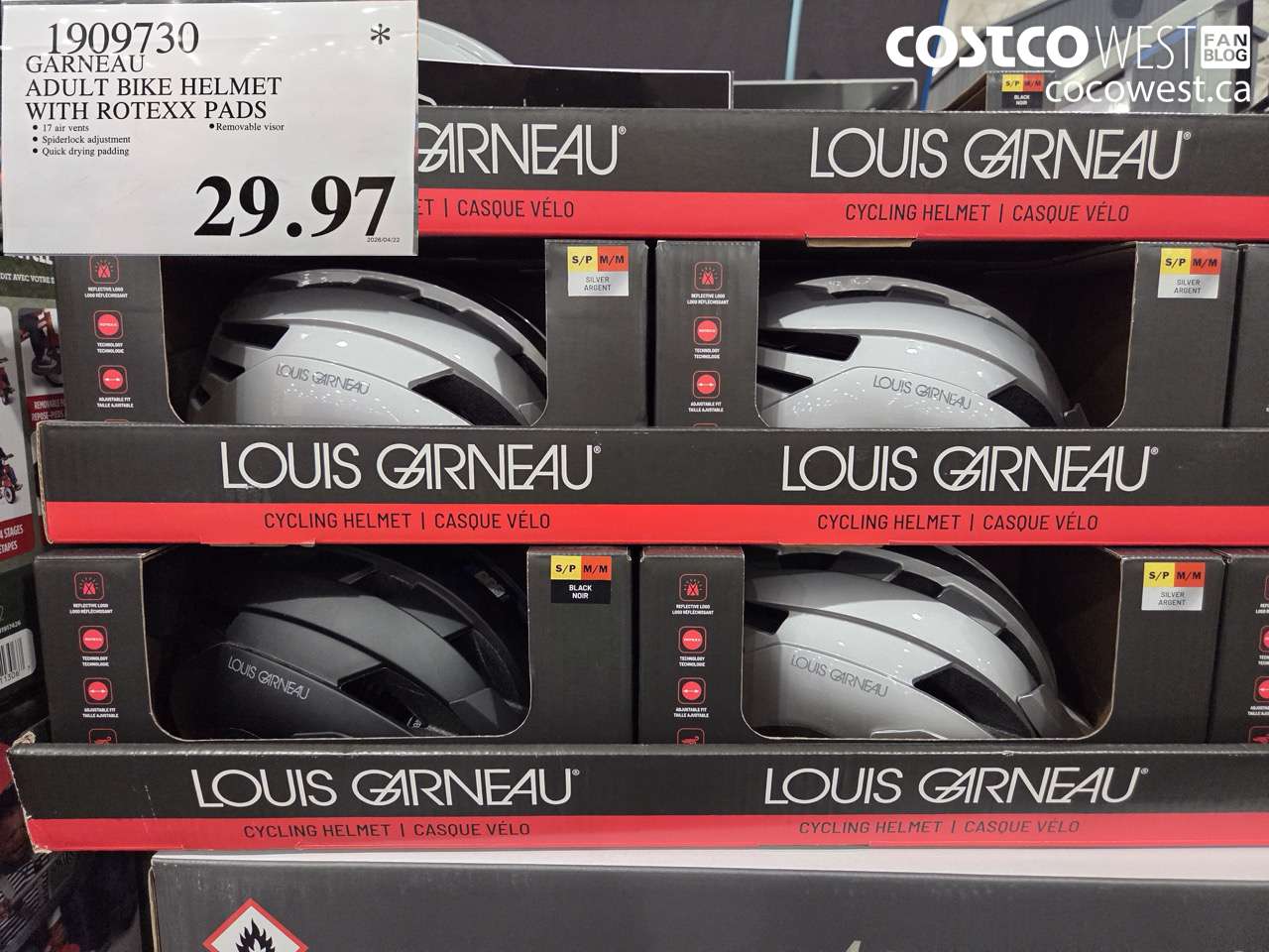 1909730 GARNEAU ADULT BIKE HELMET WITH ROTEXX PADS $29.97