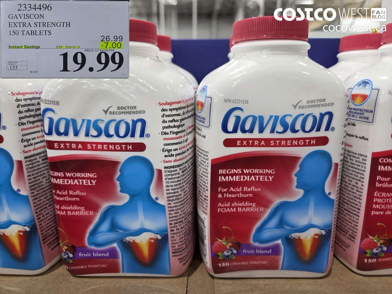 2334496 GAVISCON EXTRA STRENGTH 150 TABLETS ($7.00 INSTANT SAVINGS EXPIRES ON 2026-05-10) $19.99