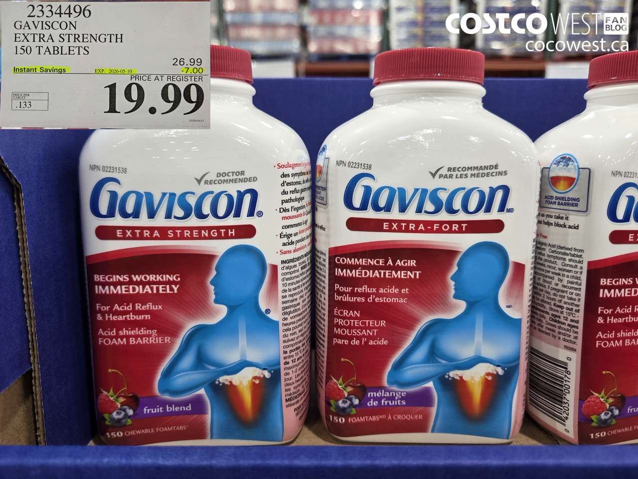 2334496 GAVISCON EXTRA STRENGTH 150 TABLETS ($7.00 INSTANT SAVINGS EXPIRES ON 2026-05-10) $19.99