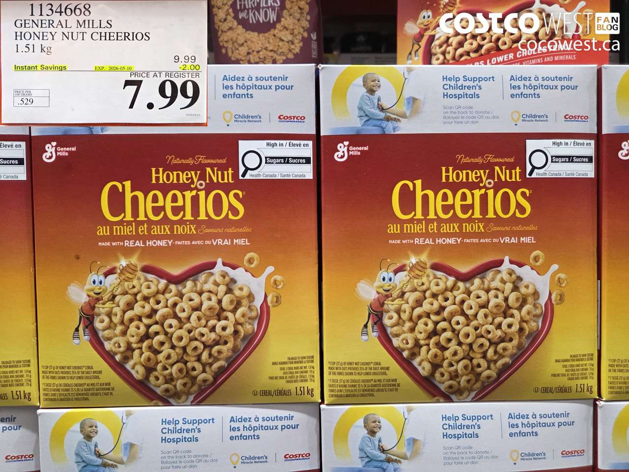 113468 GENERAL MILLS HONEY NUT CHEERIOS 1.51 KG ($2.00 INSTANT SAVINGS EXPIRES ON 2026-05-10) $7.99