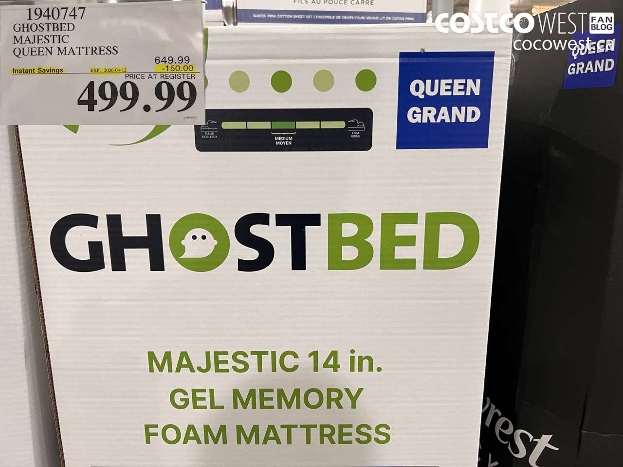 1940747 GHOSTBED MAJESTIC QUEEN MATTRESS ($150.00 INSTANT SAVINGS EXPIRES ON 2026-04-12) $499.99